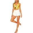 thumbnail image 2 of INSPIRE CHIC Holographic Crop Top for Women's Shimmering Shiny Party Halter Metallic Tops L Gold, 2 of 5