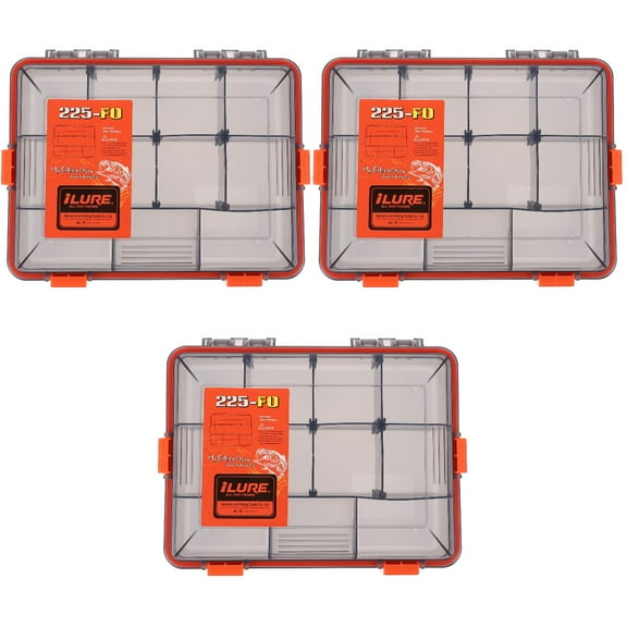 3 Pcs Fishing Gear Storage Box Portable Case Transparent Lid Container