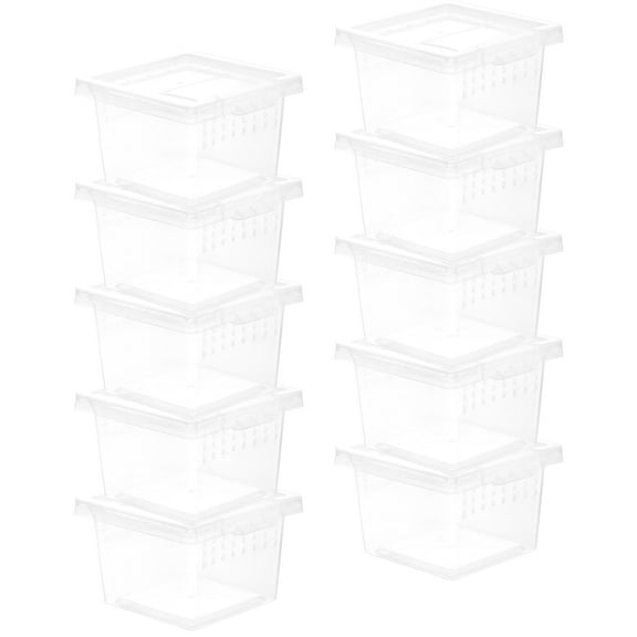 BESTOYARD 10Pcs Plastic Reptile Feeding Box with Vents for Small Pets Snakes Tarantulas Geckos