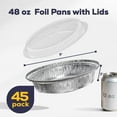 thumbnail image 2 of Fit Meal Prep 45 pack 9" Round Aluminum Foil Pans with Clear Dome Lids, Pie Tins Disposable 9 inch with Lids, Take Out Containers, Freezer Oven Safe Aluminum Baking Pans for Storing, Cooking, Storage, 2 of 7