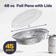 Fit Meal Prep 45 pack 9 Round Aluminum Foil Pans with Clear Dome Lids, Pie Tins Disposable 9 inch with Lids, Take Out Containers, Freezer Oven Safe Aluminum Baking Pans for Storing, Cooking, Storage