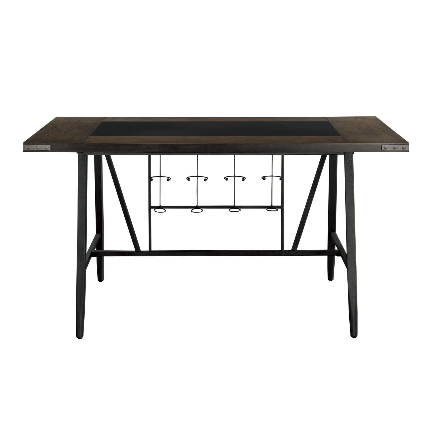 Topline Home Furnishings Counter Height Table with Glass Insert & Wine Rack
