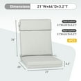 thumbnail image 6 of BPS Outdoor High Back Dining Chair Cushion Set, 44"x21"x3.2", TPU Water Repellent Coating&Stain Resistant, Polyester Fabric Cover with Ties and Zipper, Light Gray, Set of 4, 6 of 9
