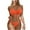 c01Orange, variant on Arnsht Women's Solid Color Bikini Sets Textured Swimsuit 2 Piece Bikini Sets Tie Side High Cut Thong Bathing Suit Swimwear Black S