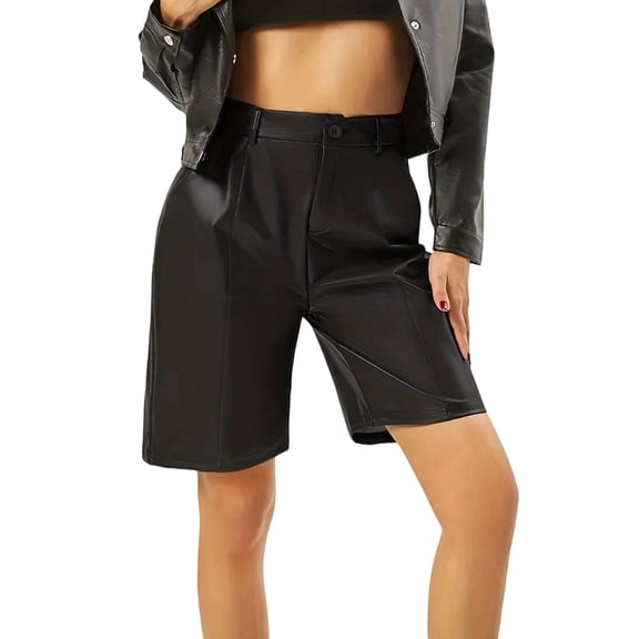 Women's Elastic High Waist Wide Leg Pleated Shorts