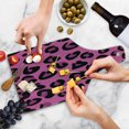 thumbnail image 4 of Hot Pink Cutting Board, Leopard Animal Skin Pattern in Abstract Style Wild Safari Jungle Theme, Tempered Glass Cutting and Serving Board, Wine Bottle Shape, Fuchsia Black Pink, by Ambesonne, 4 of 5