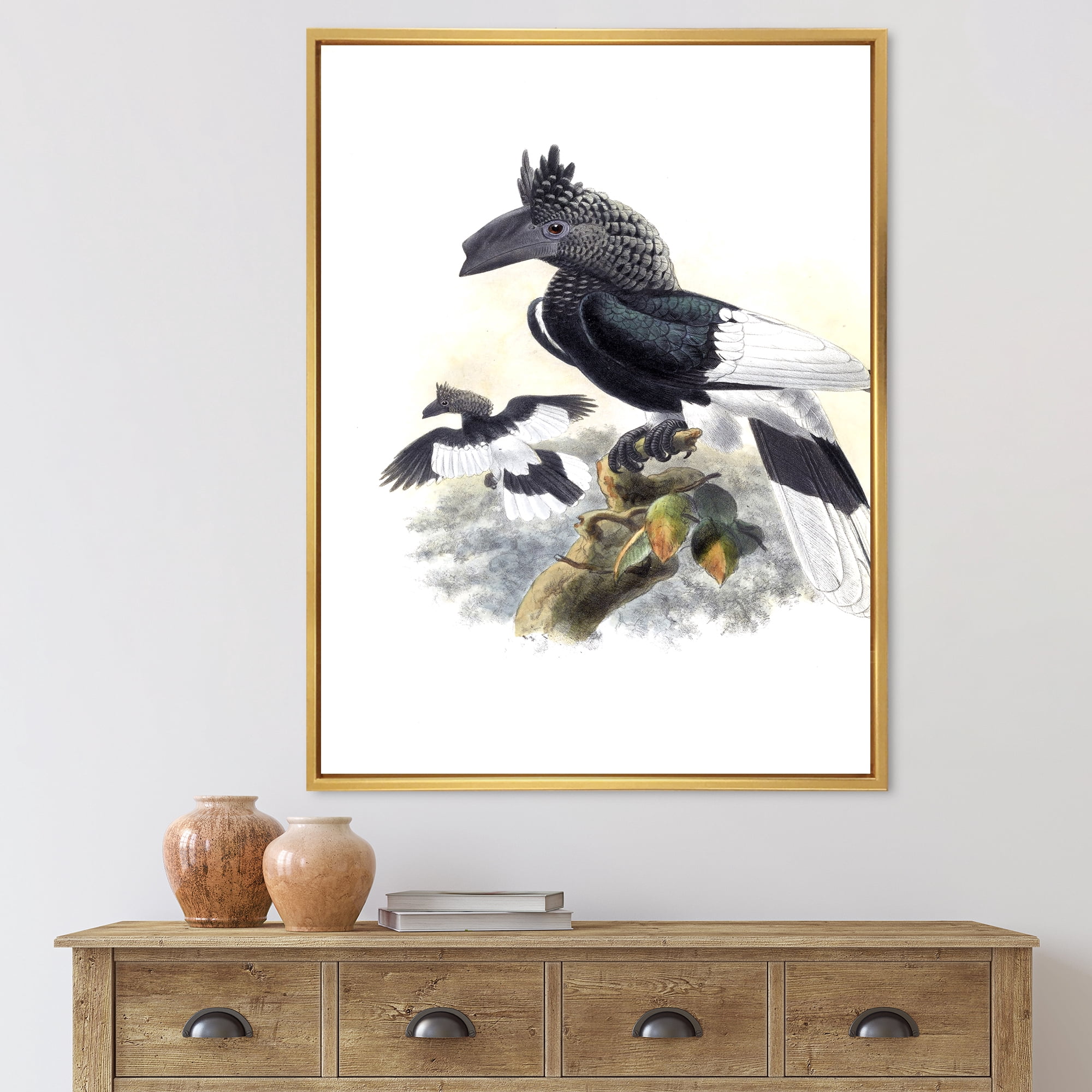 Ancient Australian Birds XVI 24 in x 32 in Framed Painting Canvas Art Print, by Designart
