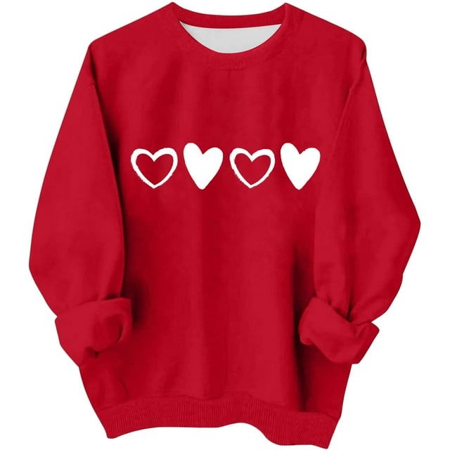Sudadera sin capucha para niñas, cuello redondo, sudadera extragrande, estampado de San Valentín, manga larga, para niñas de 1 a 15 años