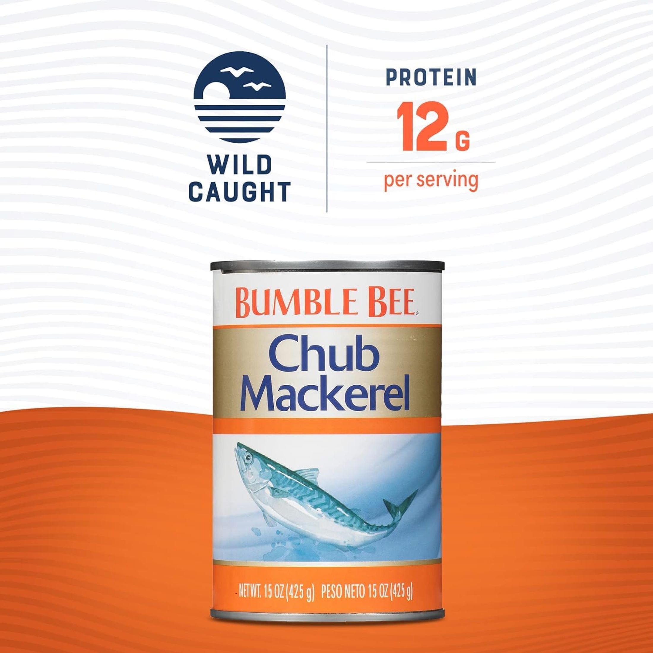 (2 pack) Bumble Bee Chub Mackerel, Wild Caught, Gluten Free, Shelf Stable Can, 15 oz