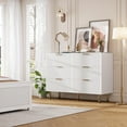 thumbnail image 5 of Modern Fluted 6 Drawer Wide Dresser, Wooden Double Dresser TV Stand with Deep Storage Drawers for Bedroom Living Room - White, 5 of 8