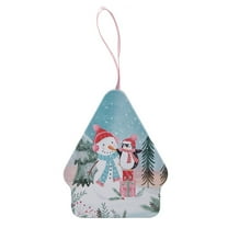 Christmas Tin Box, Metal Cookie Tins With Lids, House Shaped Xmas Card Candy Storage Containers With Hanging String For Gift Giving Holiday Party Decoration 10.6X8.8X4.2Cm Size 1