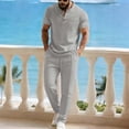 thumbnail image 2 of Avirosel Men's Casual Solid Color Pocket Short Sleeve Top and Elastic Waist Pants Set for Outdoor Summer Relaxed Wear, 2 of 5