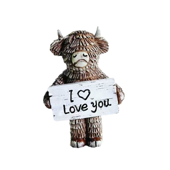 Positive Highland Cow Resin Statues, Home Decorations for Living Room, Bedroom, Office, Bookshelf, Tabletop Decor