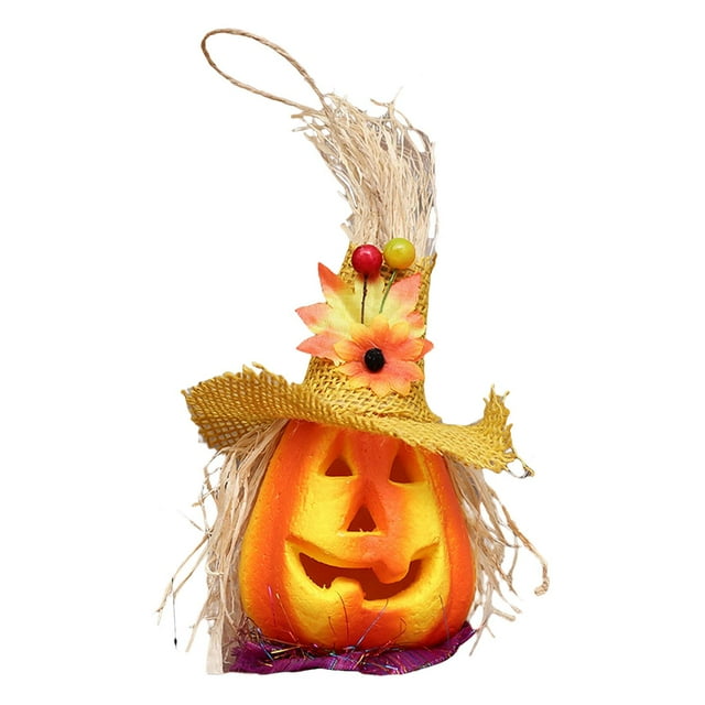 Linterna de calabaza de Halloween decorativa para celebrar la decoración del hogar, porche interior Sombrero amarillo