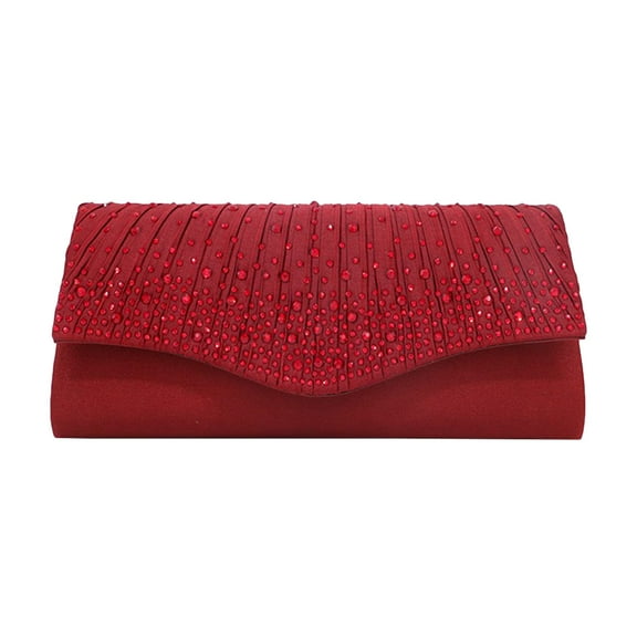 Masteelf Satin Rhinestone Handbag Elegant Evening Clutch Magnetic Snap Purse for Wedding Dinner ( )