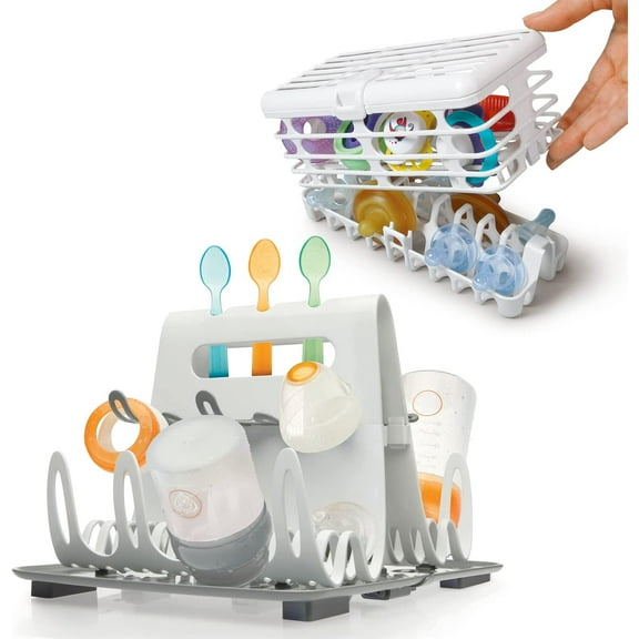 Prince Lionheart Deluxe Drying Station Kit with Infant Dishwasher Basket, Essential Home Item, Holds Up to 8 Large Bottles, Accommodates Many Feeding Accessories and Teething Toys