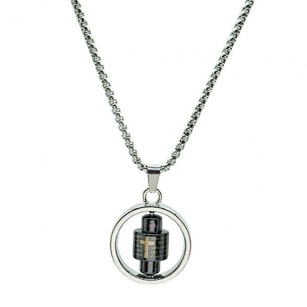 Collar con colgante de letra cruzada y círculo metálico giratorio, joyería de moda para cumpleaños 60cm