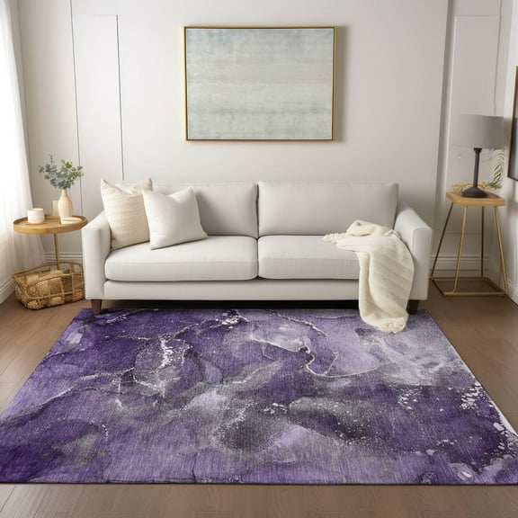 Addison Rugs Chantille Indoor/Outdoor Transitional Watercolors Purple Washable Rectangle Rug, 5' x 7'6"