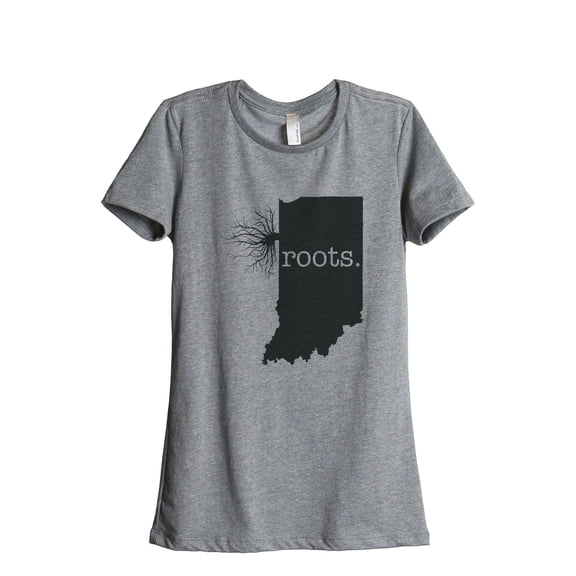 Thread Tank Home Roots State Indiana IN Women's Relaxed Crewneck T-Shirt Tee Heather Grey Small