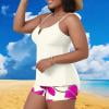 Xucatan Women's Plus Size Solid Color Tankini Set with Halter Top and Removable Pads, Modest Two Piece Swimsuit with High Waisted Bottom for Beach Pool Vacation Gift