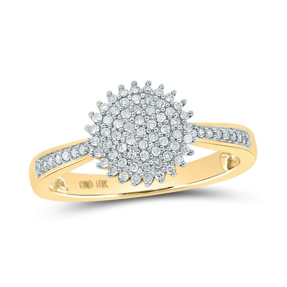 10K Yellow Gold Womens Round Diamond Circle Ring 1/4 Cttw, Womens Size: 5-10