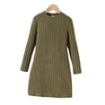 thumbnail image 4 of Sweater Dresses for Girls Size 9-10 Long Sleeve Crew Neck Casual Ribbed Knit Fall Soft Pullover Dress Army Green, 4 of 5