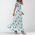 thumbnail image 7 of Karight Womens Chiffon Floral Long Dress Summer Ruffle Short Sleeve Maxi Dress V Neck Flowy Boho Beach Party Dresses, 7 of 7
