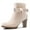 Beige-NEW, variant on Pennysue Women's Chunky Heel Red Buckle Ankle Boots Thick Heeled Layered Zip-Up Ladies'Booties Size 9M