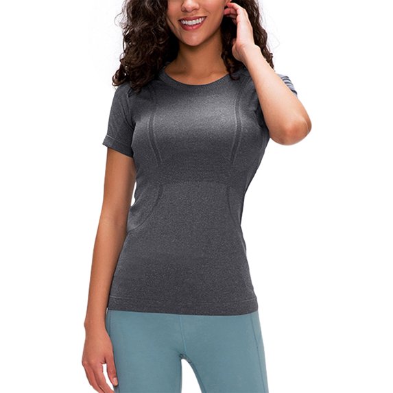 ZHENWEI Women's Workout Tops Short Sleeve Shirts Yoga Sports Breathable Gym Athletic Top Slim Fit