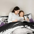 thumbnail image 5 of Manfei Romantic Skeleton Full Size Comforter Sets, Dreamy Purple Rose Flower Bedding Comforter Set, Valentines Day Reversible Bedding Sets, Luxury Bedroom Decor, 3 Pieces, 5 of 8