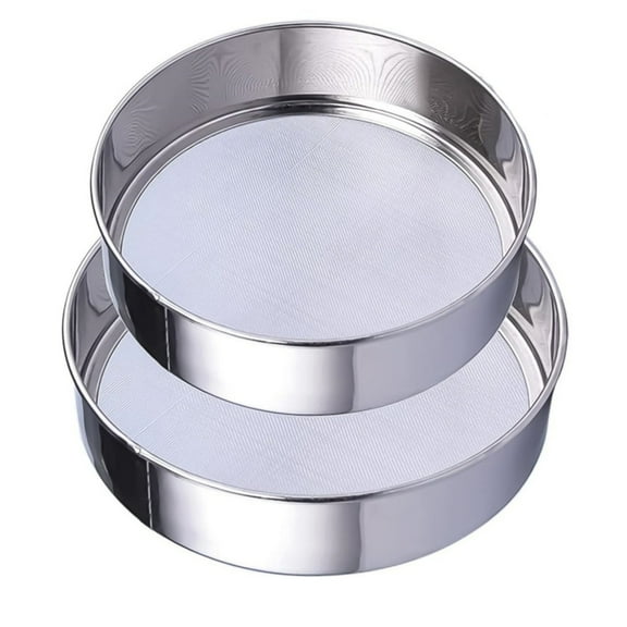 LQQBOX 2 Pcs Flour Sifter,Stainless Steel Fine Mesh Strainers Flour Sieve, Round Sifter for Baking Cake Bread (6-Inch and 8-Inch)