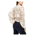 thumbnail image 2 of LEYDEN $59 Womens New Beige V Neck Long Sleeve Peplum Casual Top L Juniors B+B, 2 of 4