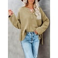 thumbnail image 6 of Aleumdr Womens Sweaters Henley V Neck Long Sleeve Waffle Knit Pullover Tops S, 6 of 8