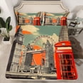thumbnail image 2 of jejeloiu Modern City Bed Sheets,Red Telephone Booth King Sheets For Girls Kids 4 Pieces, 2 of 7