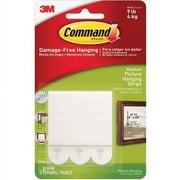 Command Medium Picture Hanging Strips 2" Length x 0.75" Width - Foam - 3 / Pack - White