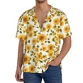 thumbnail image 7 of Lsque Classical Cute Sunflower print Men's Cuban Collar Short Sleeve Shirt Summer Beachwear Casual Button Down Fashionable Vacation Leisure Shirt-Small, 7 of 7