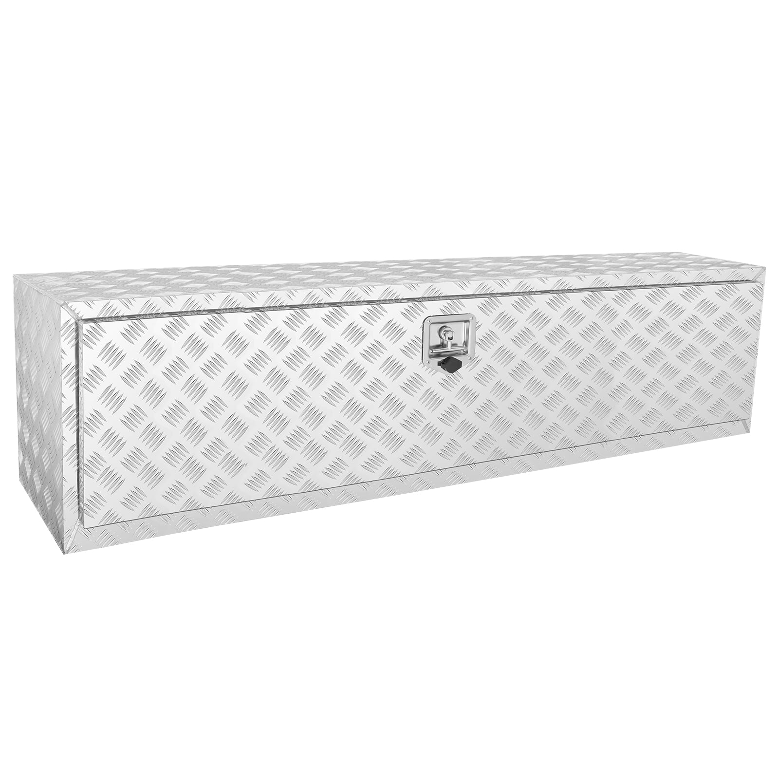VEVOR Underbody Truck Box, 60"×17"×18" Pickup Storage Box, Heavy Duty Aluminum Diamond Plate Tool Box with Lock and Keys, Waterproof Trailer Storage Box with T-Handle Latch for Truck, Van, Trailer