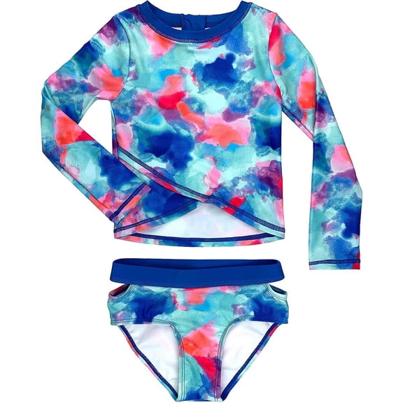 Appaman Kids Girl's Rashguard Two-Piece Set (Toddler/Little Kids/Big Kids) Ocean Tie-Dye 8 Big Kids