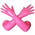 thumbnail image 2 of EXLATEX Latex Rubber Black Long Gloves Club Outfits Accessory Plus Size, 2 of 7