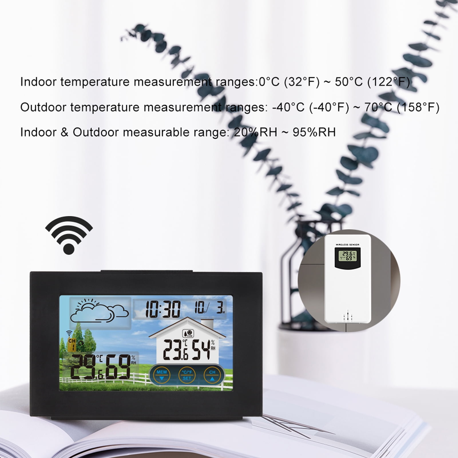 Weather Clock Accurate Durable Large Color Screen Touch Design Wireless