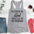 thumbnail image 2 of Blessed By God Spoiled By My Husband Tank Top, Ladies Racerback Tank Top, Wife Mom Tank, Religious Tank, Heather Gray, Small, 2 of 3