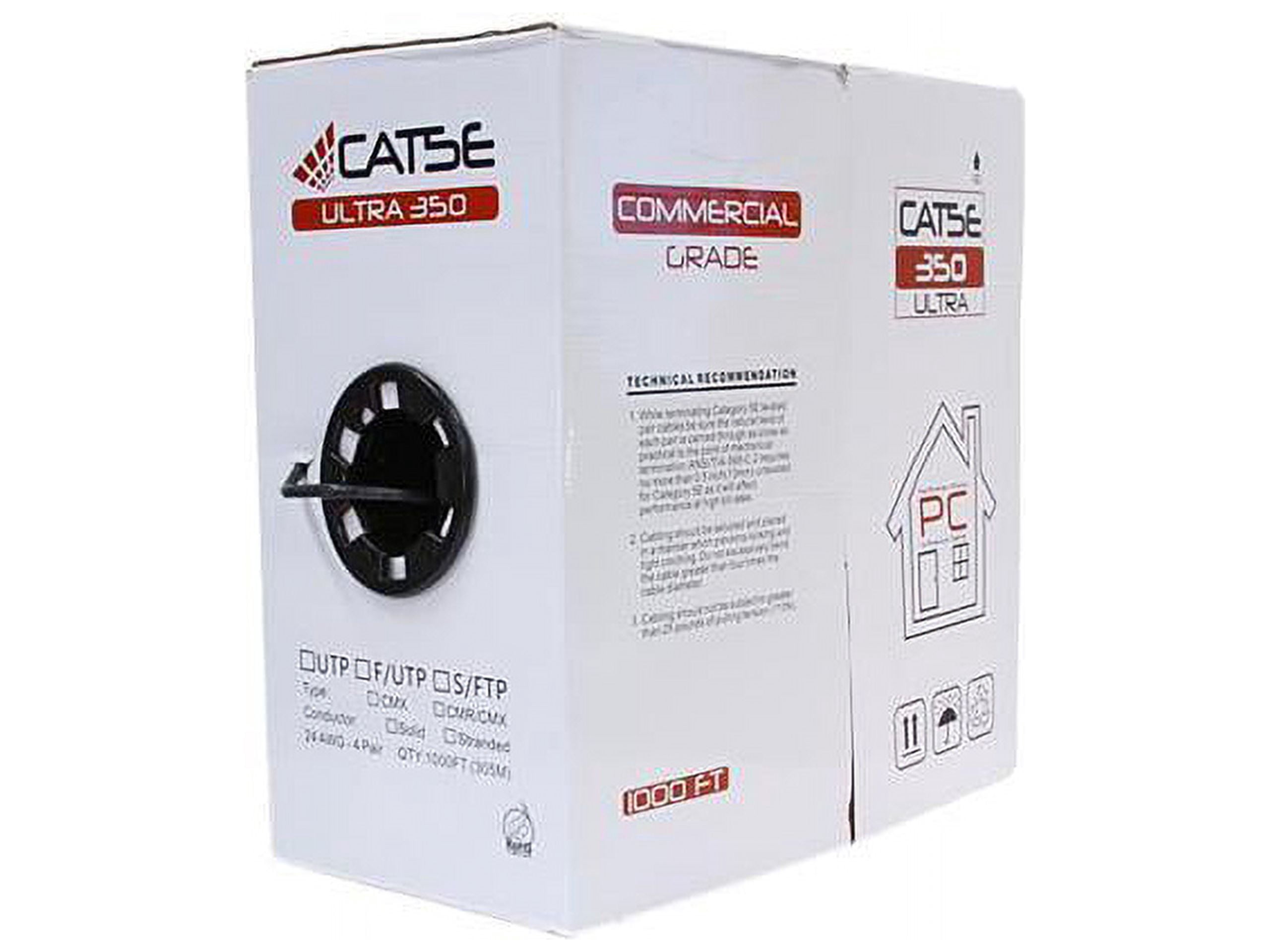 Nippon Labs CAT5E Outdoor Bulk Ethernet Cable, Direct Burial Solid Copper, CMX, 24 AWG, UTP, PE Outdoor Jacket, UV Res, 1000' Pull Box - Black