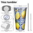 thumbnail image 4 of 16oz Tumblers Lemon Stainless Steel Vacuum Insulated Double Wall Travel Tumbler Cups Mug with Lid and Straw,Cleaning Brush for Coffee,Tea, 4 of 4