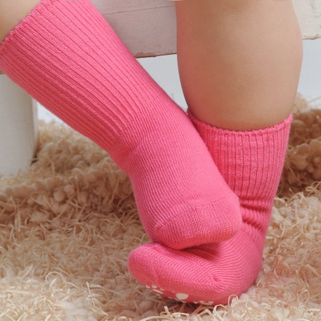 ITFABS Babies' Solid Color Anti Slip Cotton Socks Rubbers Warm Socks