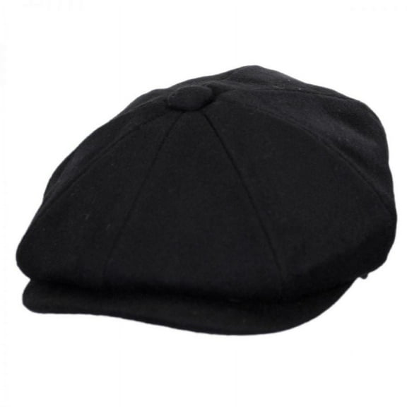 Pure Wool Newsboy Cap - S - Black