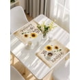thumbnail image 5 of Sunflowers Placemats Set of 12, Vintage Bee You Are My Sunshine Beige Placemats for Dining Table, Place Mats for Kitchen Tabletop, Waterproof Wipeable Dining Table Mats Set, 5 of 9