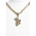 thumbnail image 3 of Cadena cubana con corte tipo diamante + letra F crown, 3 of 3