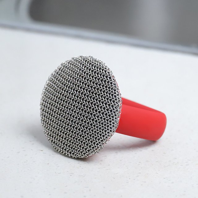 Bdday Kitchen Sponge Bowl Washing Net Brush Pot Tool Kitchen Cleaning Brush Bowl Brush Long Handle Brush Steel Wire Ball Brush Pot Brush with Handle Kitchen Tools