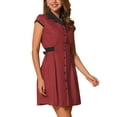 thumbnail image 4 of INSPIRE CHIC Women's Button Down Shirt Dress Notch Lapel Short Sleeve Belted Work Dresses XL Brick Red, 4 of 6