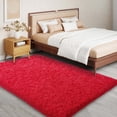 thumbnail image 5 of Janvonne Fluffy Red Area Rug for Bedroom Living Room Soft 5x7 Fuzzy Rugs Non-Shedding Indoor Plush Rug for Nursery Kids Room Dorm Room Home Decor, High Pile Shaggy Floor Carpets, 5 of 8